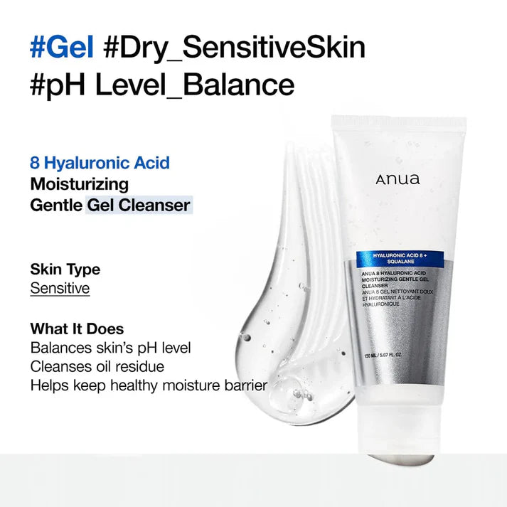 Anua 8 Hyaluronic Acid Moisturizing Gentle Gel Cleanser (150ML)