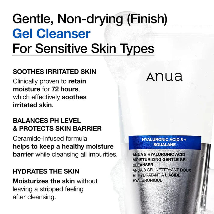 Anua 8 Hyaluronic Acid Moisturizing Gentle Gel Cleanser (150ML)